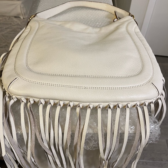 Ralph Lauren Rare Ivory Leather Fringe Hobo Bag NWOT - Picture 7 of 14